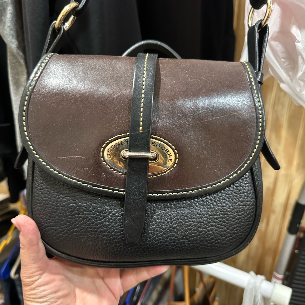 Dooney & Bourke Brown and Black Two-Tone Leather Crossbody